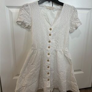 Copper Key White Eyelet Mini Dress